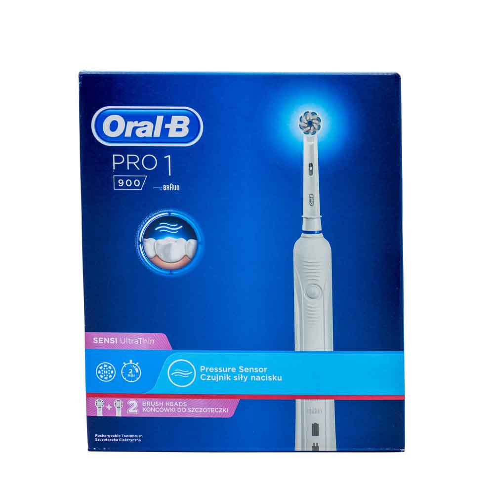 Braun Oral-B Pro 1 900 Elektrische Zahnbürste, 2 Aufsteckbürsten, weiß Braun Oral-B Pro 1 900 Elektrische Zahnbürste, 2 Aufsteckbürsten, weiß